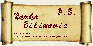 Marko Bilimović vizit kartica